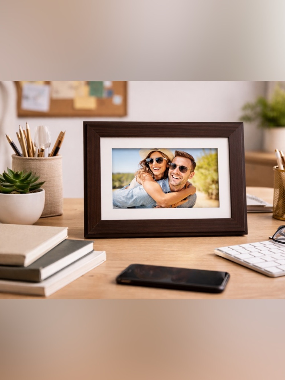 Polaroid 7” Digital Picture Frame | LED Slideshow Display Wood Frame NIB